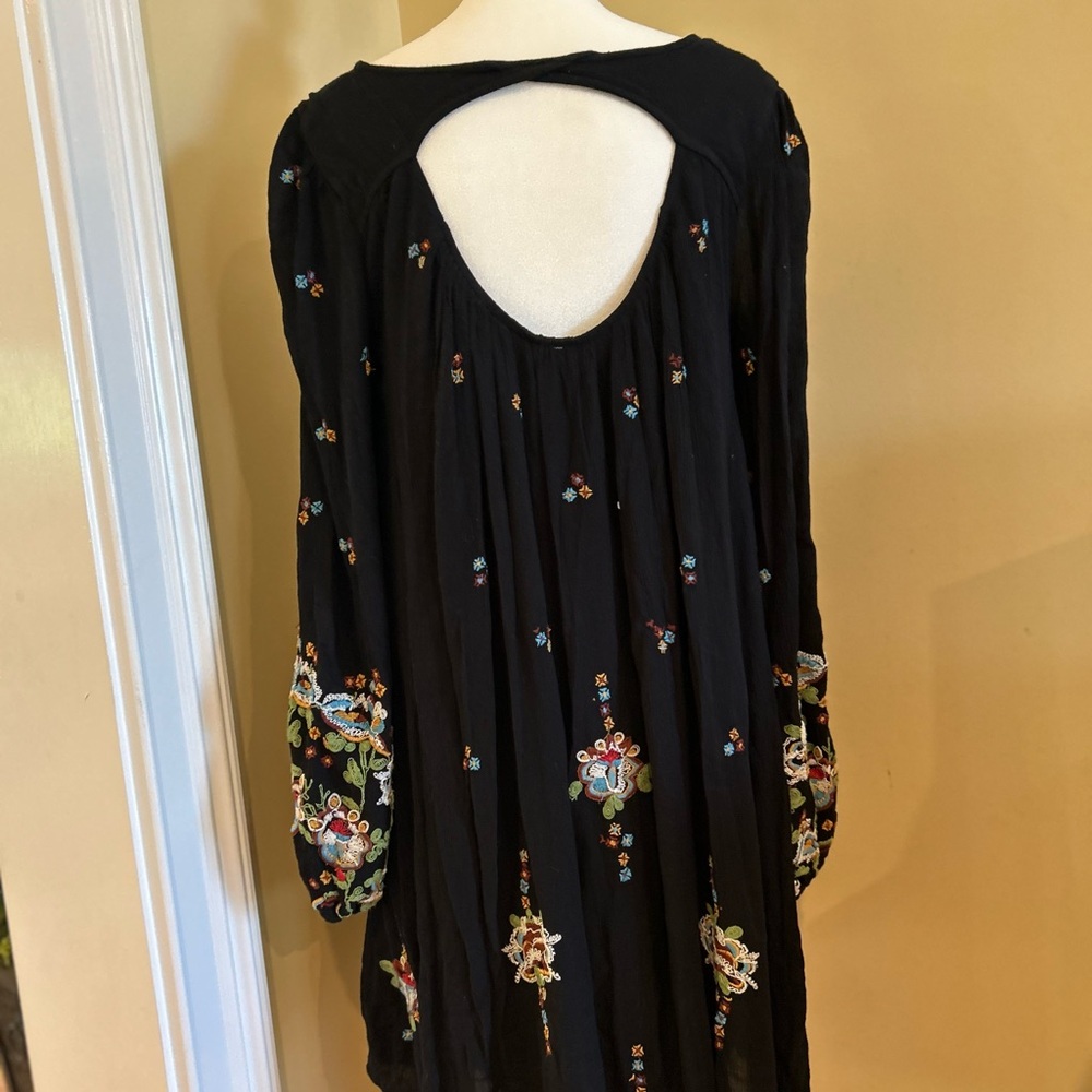 Free People Women’s Oxford Embroidered Black Lined Dress - Picture 3 of 11